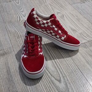 Vans Old Skool Checkerboard Red and White Size 3Y